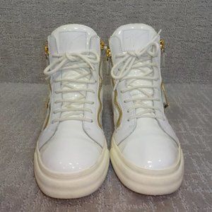 Giuseppe Zanotti White and Gold Sneakers